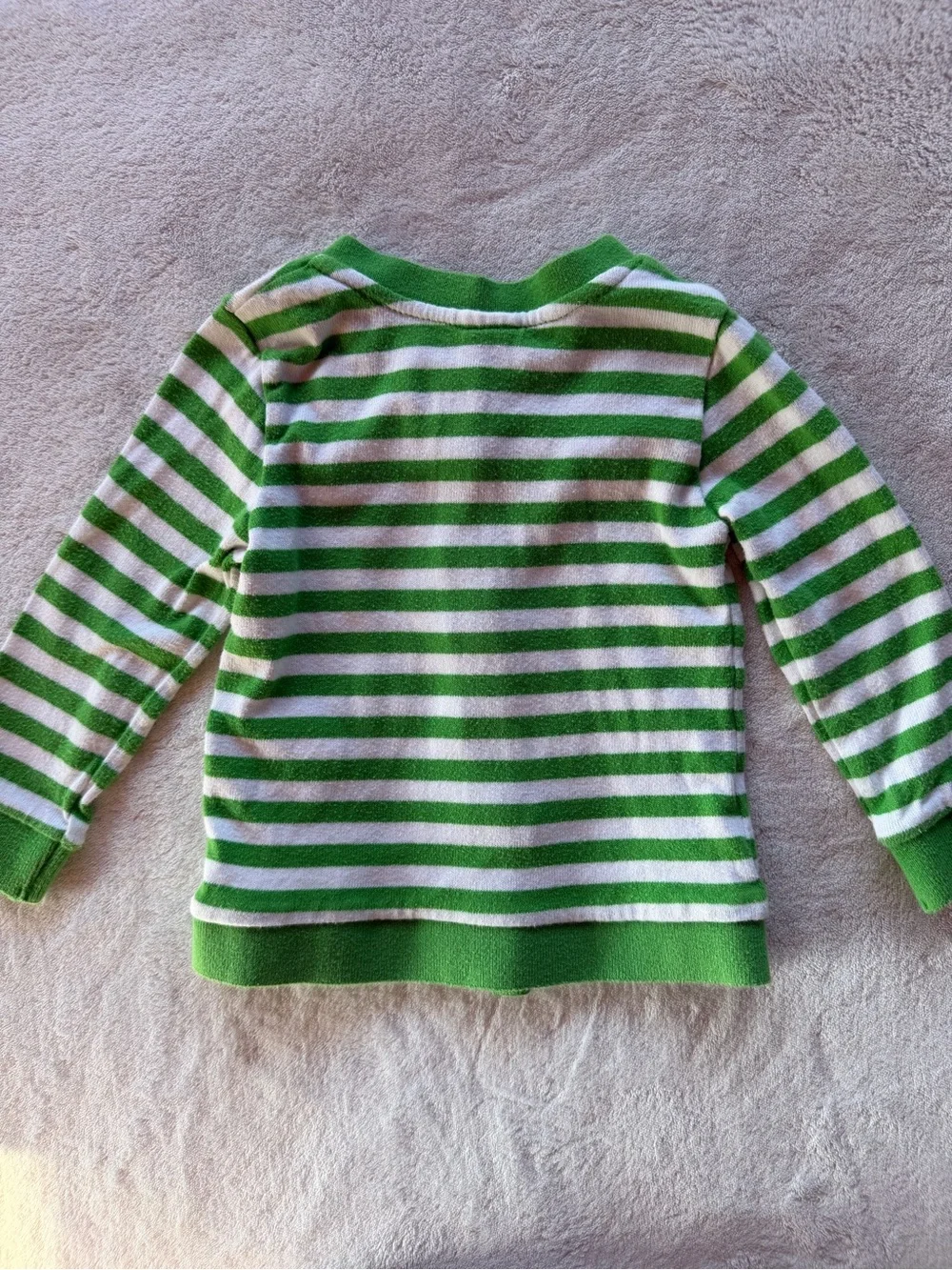 H&M Green and White Striped Cardigan with Floral Appliques Size 12-18M
